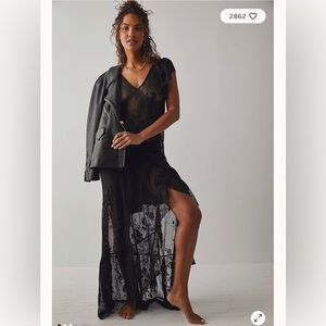 FP - NWT - Black Lace Maxi Dress - L